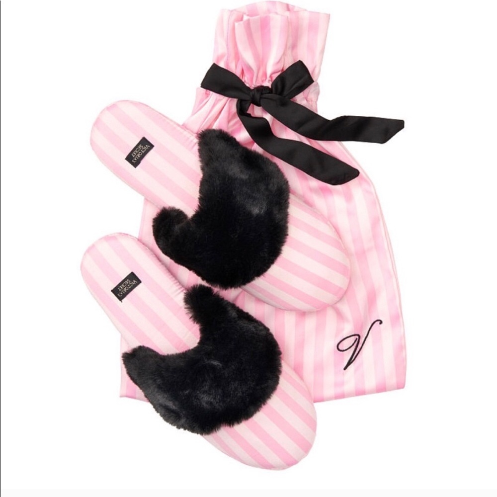 Victoria Secret Slippers in Pink Stripes